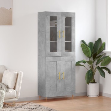 vidaXL Ντουλάπι Γκρι Σκυροδέματος 69,5x34x180cm Επεξεργασμένο Ξύλο 1 τεμ.