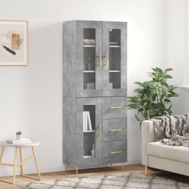 vidaXL Ντουλάπι Γκρι Σκυροδέματος 69,5x34x180cm Επεξεργασμένο Ξύλο 1 τεμ.