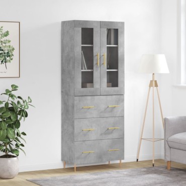 vidaXL Ντουλάπι Γκρι Σκυροδέματος 69,5x34x180cm Επεξεργασμένο Ξύλο 1 τεμ.