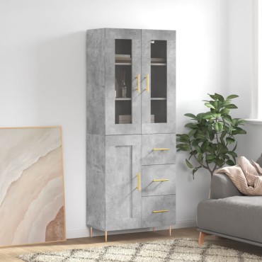 vidaXL Ντουλάπι Γκρι Σκυροδέματος 69,5x34x180cm Επεξεργασμένο Ξύλο 1 τεμ.