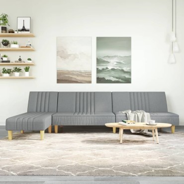 vidaXL Καναπές Κρεβάτι Γωνιακός Αν. Γκρι 255x140x70cm Υφασμάτινος 1 τεμ.