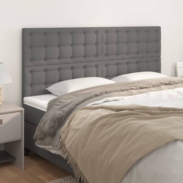 vidaXL Κεφαλάρι Κρεβατιού Γκρι 160x5x118/128cm από Συνθετικό Δέρμα 1 τεμ.