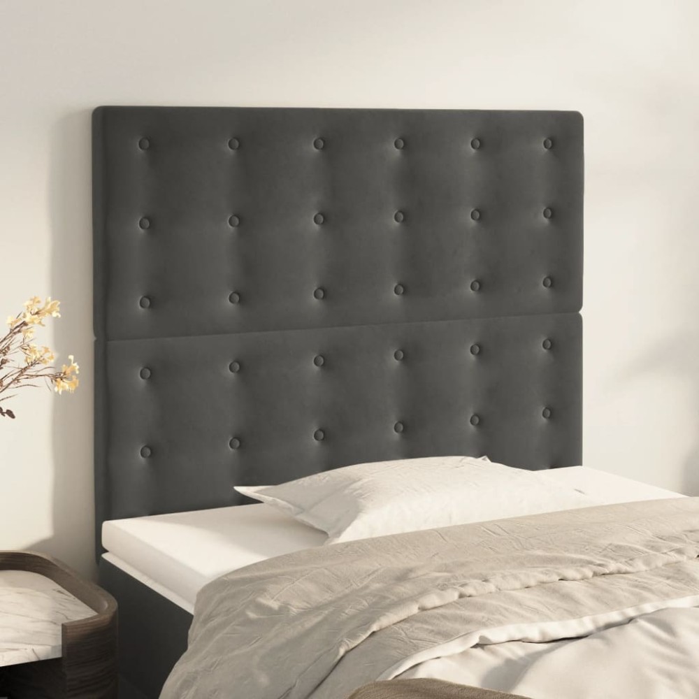 vidaXL Κεφαλάρια Κρεβατιού 2 τεμ. Σκ. Γκρι 80x5x78/88cm Βελούδινο
