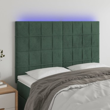 vidaXL Κεφαλάρι Κρεβατιού LED Σκούρο Πράσινο 144x5x118/128cm 1 τεμ.