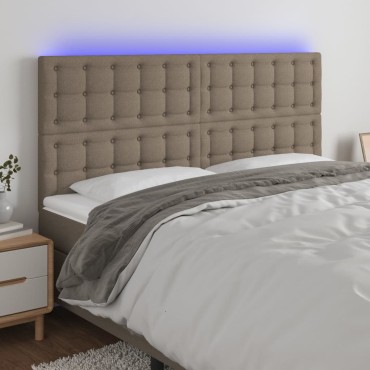 vidaXL Κεφαλάρι Κρεβατιού LED Taupe 160x5x118/128cm Υφασμάτινο 1 τεμ.