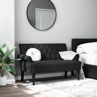 vidaXL Παγκάκι με Πλάτη Μαύρο 120x62x75,5cm Υφασμάτινο