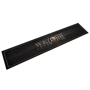 vidaXL Χαλί Κουζίνας Πλενόμενο Επιγραφή Coffee 60x300 εκ. Βελούδο