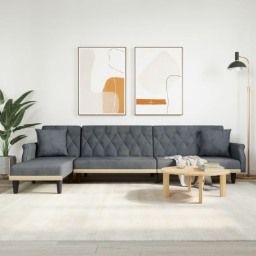 vidaXL Καναπές Κρεβάτι Γωνιακός Σκ. Γκρι 271x140x70cm Βελούδινος 1 τεμ.