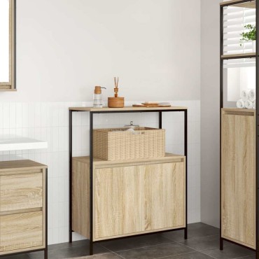 vidaXL Ντουλάπι μπάνιου με ράφια Sonoma δρυς 76,5x35x95cm 1 τεμ.