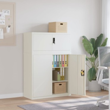 vidaXL Αρχειοθήκη Λευκή 90x40x130cm από Ατσάλι 2 τεμ.