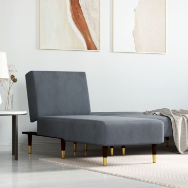 vidaXL Ανάκλιντρο Σκούρο Γκρι Βελούδινο 55x140x70cm 1 τεμ.
