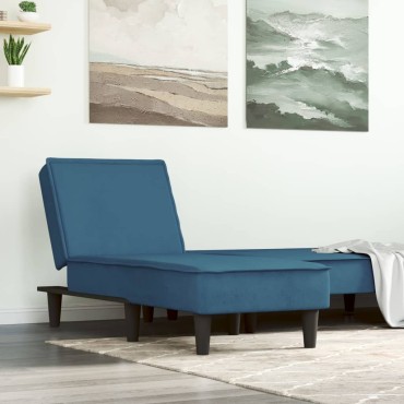 vidaXL Ανάκλιντρο Μπλε Βελούδινο 55x140x70cm 1 τεμ.