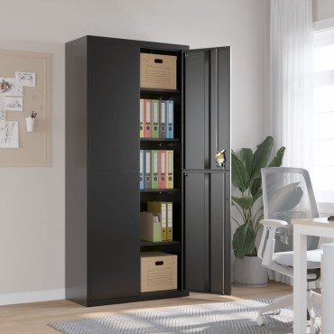 vidaXL Αρχειοθήκη Μαύρη 90x40x200cm από Ατσάλι 1 τεμ.