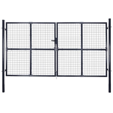 vidaXL Πόρτα Περίφραξης με Πλέγμα Γκρι 289 x 200 εκ. Γαλβαν. Χάλυβας