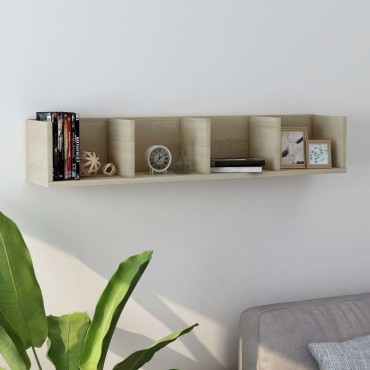 vidaXL Ράφι Τοίχου για CD Sonoma Δρυς 100x18x18cm από Επεξ. Ξύλο 1 τεμ.