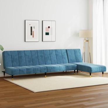 vidaXL Σετ Σαλονιού 2 τεμ. Μπλε από Βελούδο 200x84,5x69cm  Διθέσιος