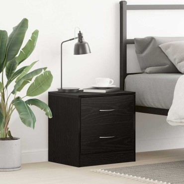 vidaXL Κομοδίνο Μαύρο Δρυς 40x30x40cm από Επεξεργασμένο Ξύλο 1 τεμ.
