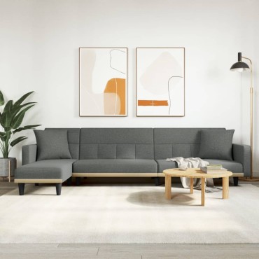 vidaXL Καναπές Κρεβάτι Γωνιακός Σκ. Γκρι 275x140x70cm Υφασμάτινος 1 τεμ.