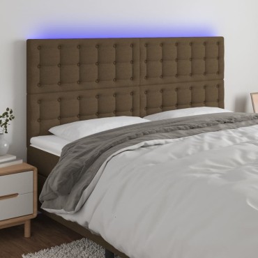 vidaXL Κεφαλάρι Κρεβατιού LED Σκούρο Καφέ 160x5x118/128cm Υφασμάτινο 1 τεμ.