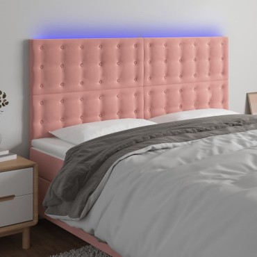 vidaXL Κεφαλάρι Κρεβατιού LED Ροζ 160x5x118/128cm Βελούδινο 1 τεμ.