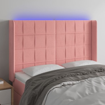 vidaXL Κεφαλάρι Κρεβατιού LED Ροζ 147x16x118/128cm Βελούδινο 1 τεμ.