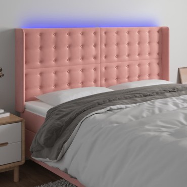 vidaXL Κεφαλάρι Κρεβατιού LED Ροζ 163x16x118/128cm Βελούδινο 1 τεμ.