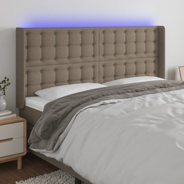 vidaXL Κεφαλάρι Κρεβατιού LED Taupe 163x16x118/128cm Υφασμάτινο 1 τεμ.