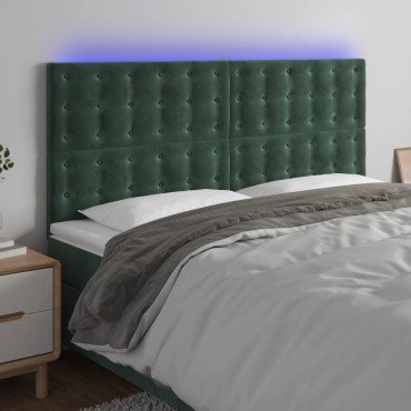 vidaXL Κεφαλάρι Κρεβατιού LED Σκούρο Πράσινο 160x5x118/128cm 1 τεμ.