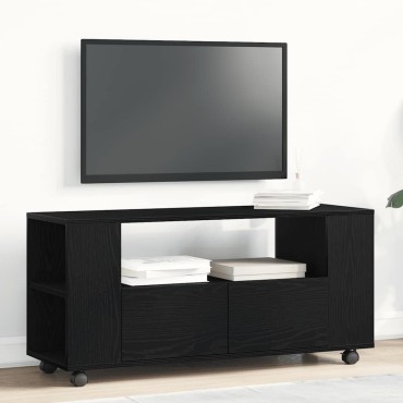 vidaXL Ντουλάπι τηλεόρασης με ρόδες Μαύρη Δρυς 102x34,5x43cm