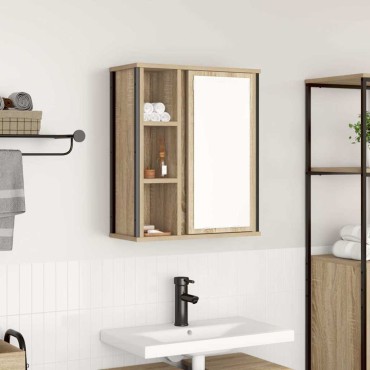 vidaXL Ντουλάπι Μπάνιου με Καθρέφτη Sonoma δρυς 50x21x60cm 1 τεμ.