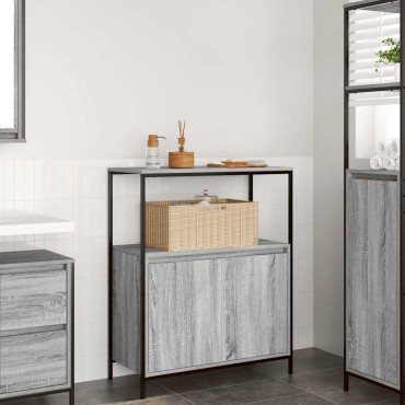 vidaXL Ντουλάπι μπάνιου με ράφια Γκρι Sonoma 76,5x35x95cm 1 τεμ.