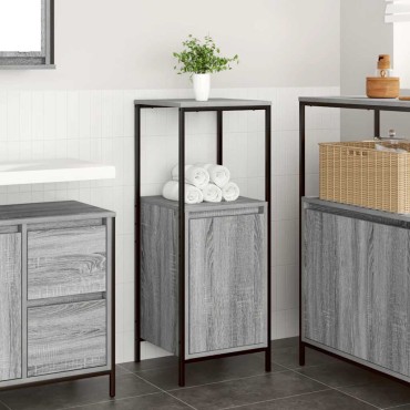 vidaXL Ντουλάπι Μπάνιου με Καθρέφτη Γκρι Sonoma 36x35x95cm 1 τεμ.