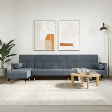 vidaXL Καναπές Κρεβάτι Γωνιακός Σκ. Γκρι 271x140x70cm Βελούδινος 1 τεμ.