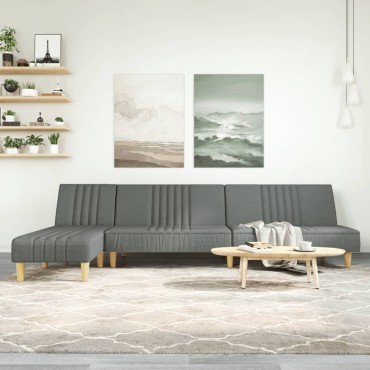 vidaXL Καναπές Κρεβάτι Γωνιακός Σκ. Γκρι 255x140x70cm Υφασμάτινος 1 τεμ.