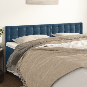 vidaXL Κεφαλάρια Κρεβατιού 2 τεμ. Σκ. Μπλε 80x5x78/88cm Βελούδινο