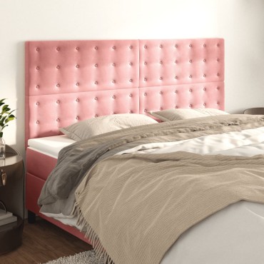 vidaXL Κεφαλάρια Κρεβατιού 4 τεμ. Ροζ 80x5x78/88cm Βελούδινο