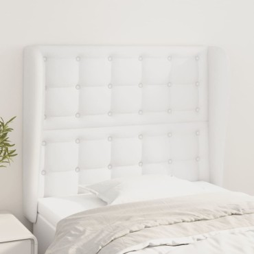 vidaXL Κεφαλάρι με Πτερύγια Λευκό 83x23x118/128cm Συνθετικό Δέρμα 1 τεμ.