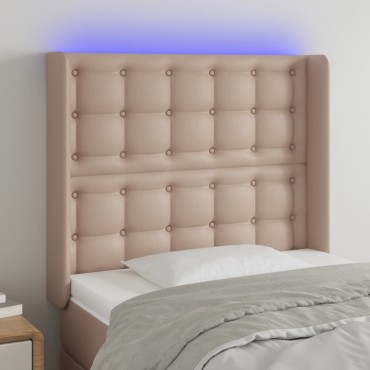 vidaXL Κεφαλάρι Κρεβατιού LED Καπουτσίνο 83x16x118/128 εκ 1 τεμ.