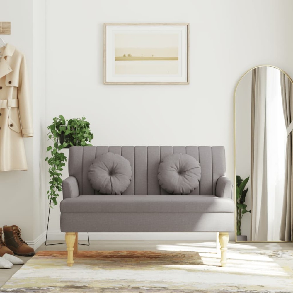 vidaXL Παγκάκι Taupe 113x64,5x75,5cm Υφασμάτινο με Μαξιλάρια