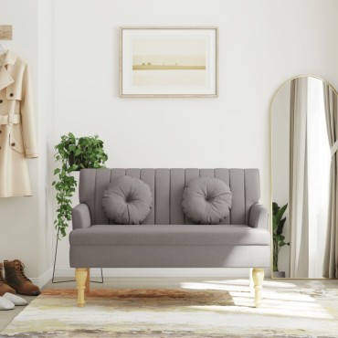 vidaXL Παγκάκι Taupe 113x64,5x75,5cm Υφασμάτινο με Μαξιλάρια