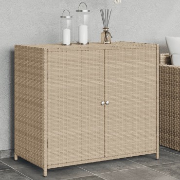 vidaXL Ντουλάπι Αποθήκευσης Κήπου Beige 83x45x76cm Συνθετικό Ρατάν