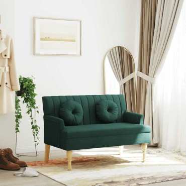 vidaXL Παγκάκι Σκούρο Πράσινο 113x64,5x75,5cm με Μαξιλάρια