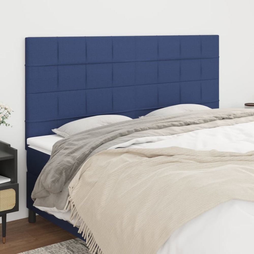 vidaXL Κεφαλάρια Κρεβατιού 4 τεμ. Μπλε 80x5x78/88cm Υφασμάτινο