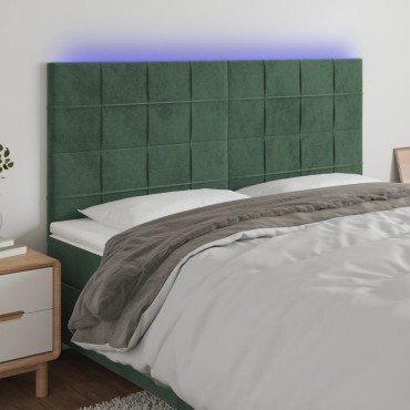 vidaXL Κεφαλάρι Κρεβατιού LED Σκούρο Πράσινο 180x5x118/128cm 1 τεμ.