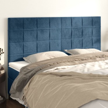 vidaXL Κεφαλάρια Κρεβατιού 4 τεμ. Σκ. Μπλε 80x5x78/88cm Βελούδινο