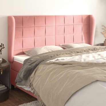 vidaXL Κεφαλάρι με Πτερύγια Ροζ 163x23x118/128cm Βελούδινο 1 τεμ.