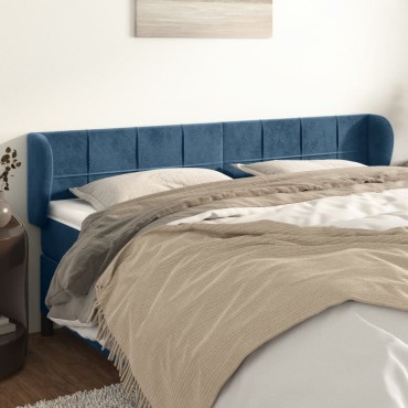 vidaXL Κεφαλάρι με Πτερύγια Σκούρο Μπλε 203x23x78/88cm Βελούδινο 1 τεμ.
