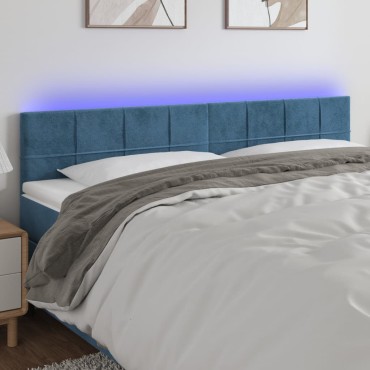 vidaXL Κεφαλάρι Κρεβατιού LED Σκούρο Μπλε 200x5x78/88cm Βελούδινο 1 τεμ.