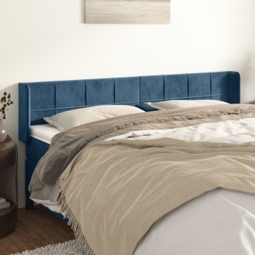 vidaXL Κεφαλάρι με Πτερύγια Σκούρο Μπλε 203x16x78/88cm Βελούδινο 1 τεμ.