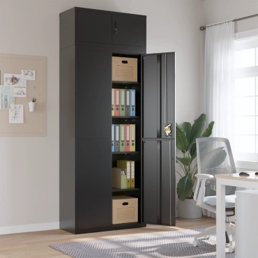 vidaXL Αρχειοθήκη Μαύρη 90x40x240cm από Ατσάλι 2 τεμ.